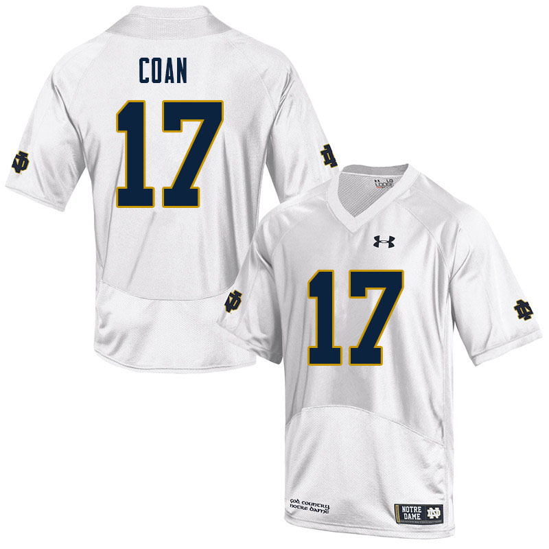 Men's NCAA Notre Dame Fighting Irish #17 Jack Coan Stitched College Under Armour Authentic White Football Jersey LL10B68VH